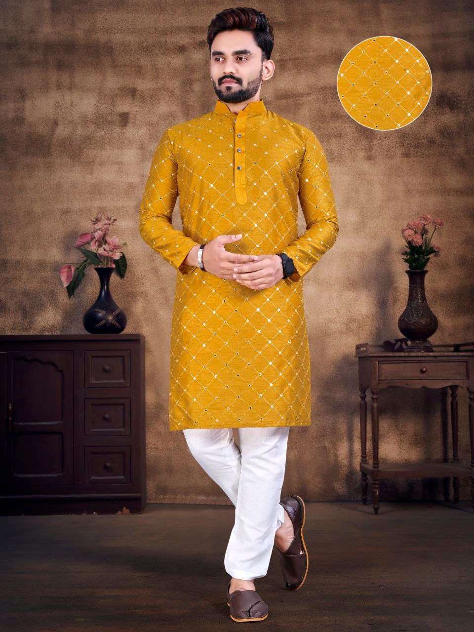 DESI BOY VOL 2 BY ASLIWHOLESALE STYLISH COTTON SLUB MENS KURTA PAJAMA