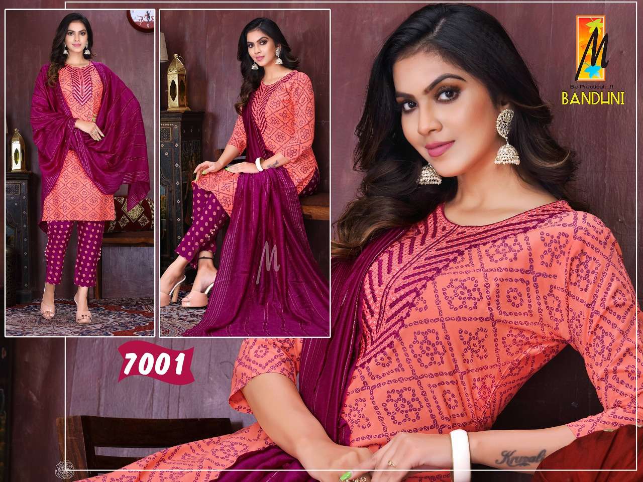 Amazeballs Grey & Red Bandhani Cotton Jacquard Border New Salwar suit design  online - RJ Fashion
