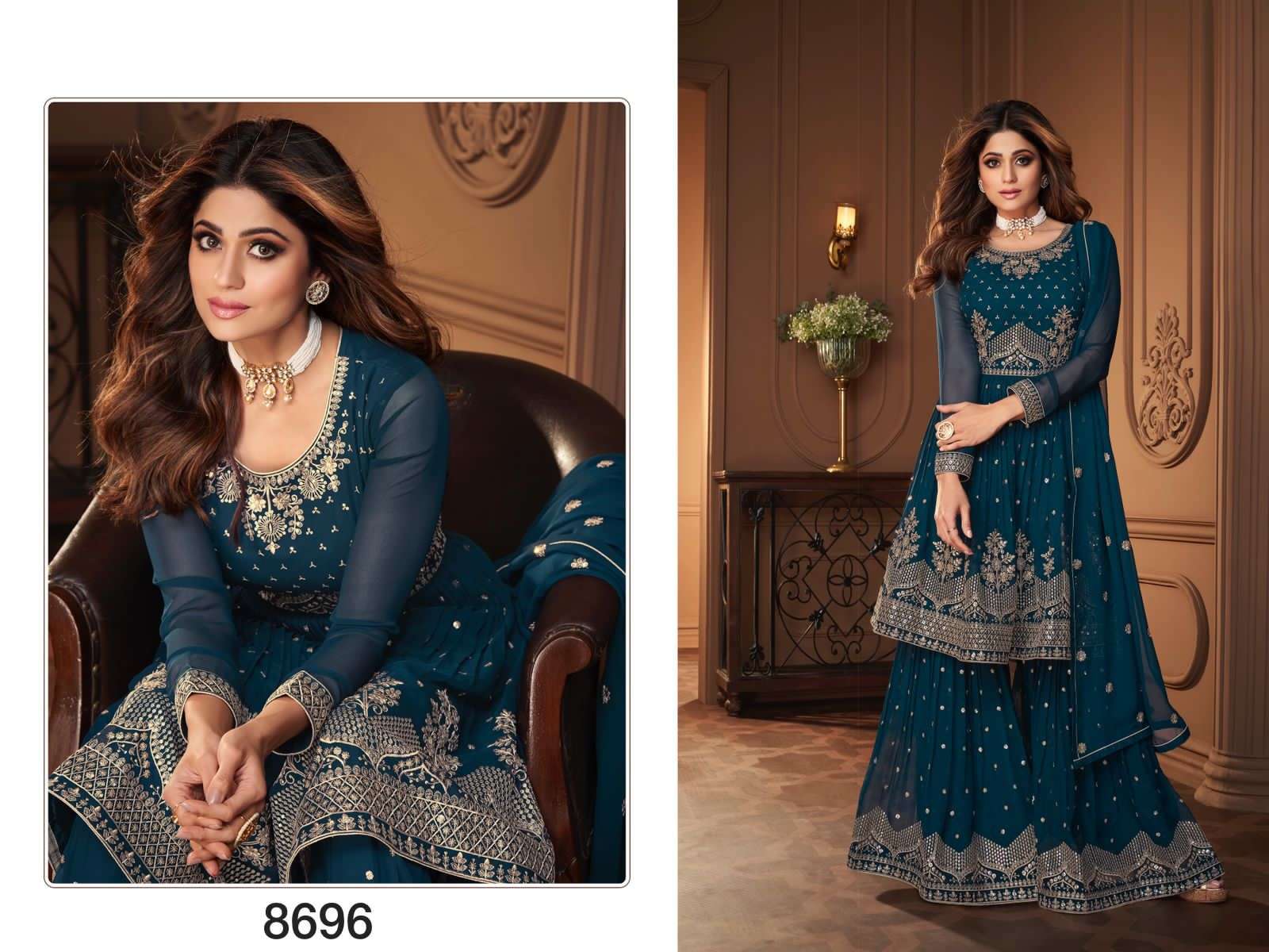 HEROINE 8696 COLOURS BY ASLIWHOLESALE BLOOMING GEORGETTE WORK DRESSES