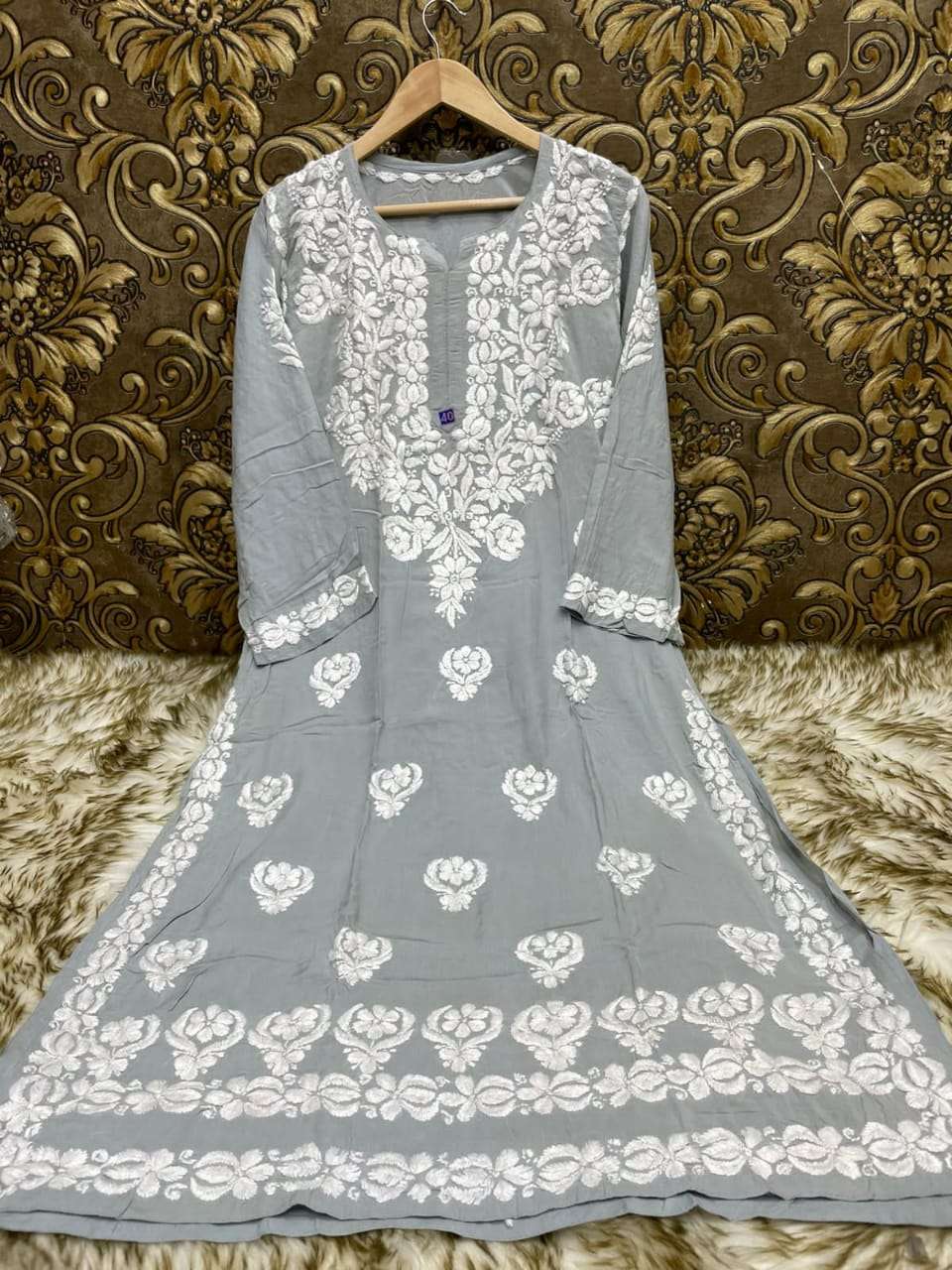 Buy Seva Chikan Hand Embroidered Lucknowi Chikankari Magenta Cotton Kurta  Kurti for Womens (4216_Magenta_S) at Amazon.in