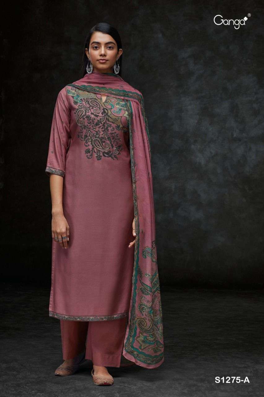 Ganga Fashions Rafqa S2131 wool Pashmina 4pcs Suit full Set
