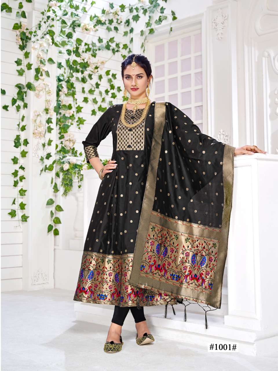 Paithani saree gown.. | Long dress design, Saree gown, Saree dress