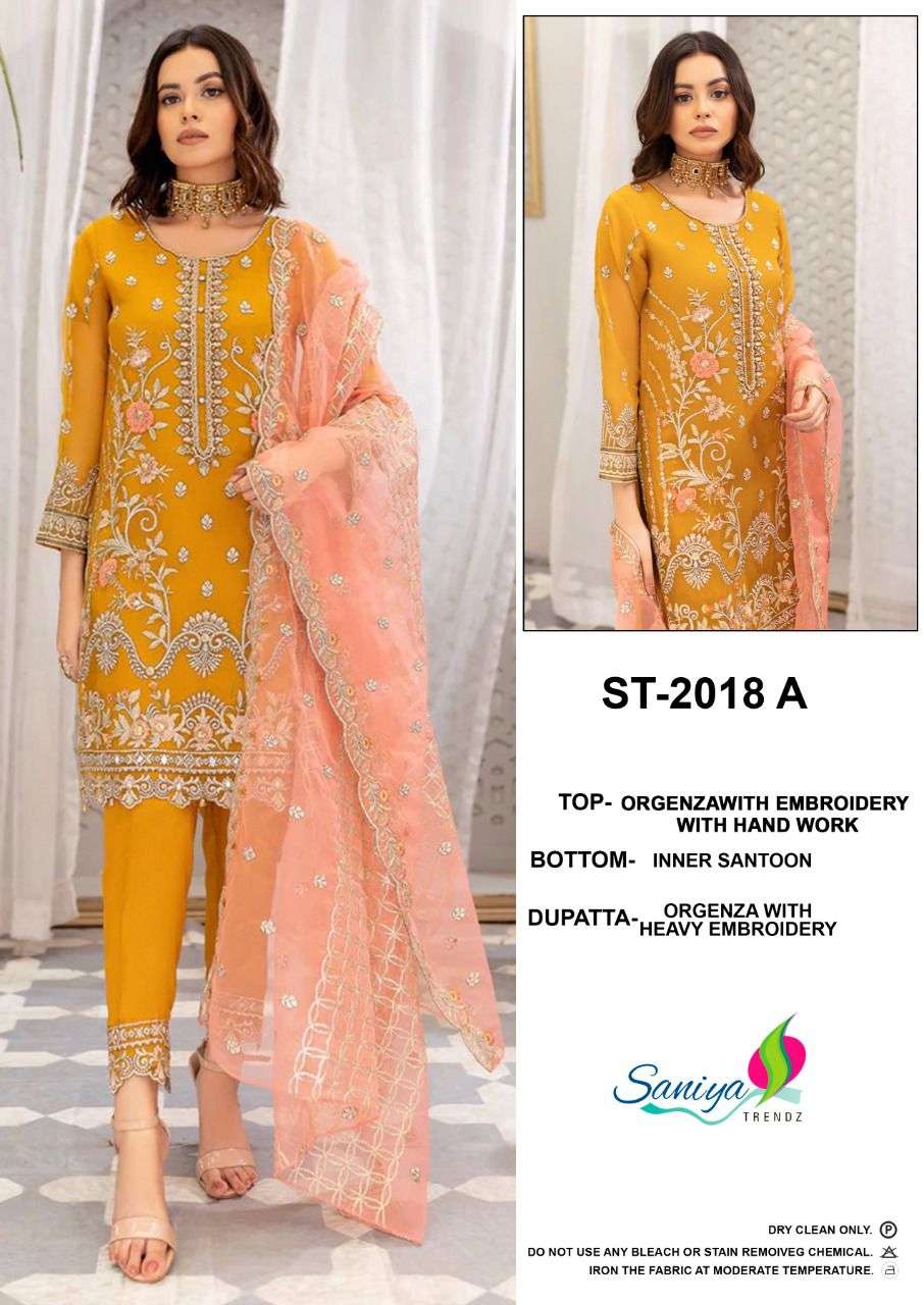 ST 2018 NX BY SANIYA TRENDZ ORGANZA EMBROIDERY PAKISTANI DRESSES