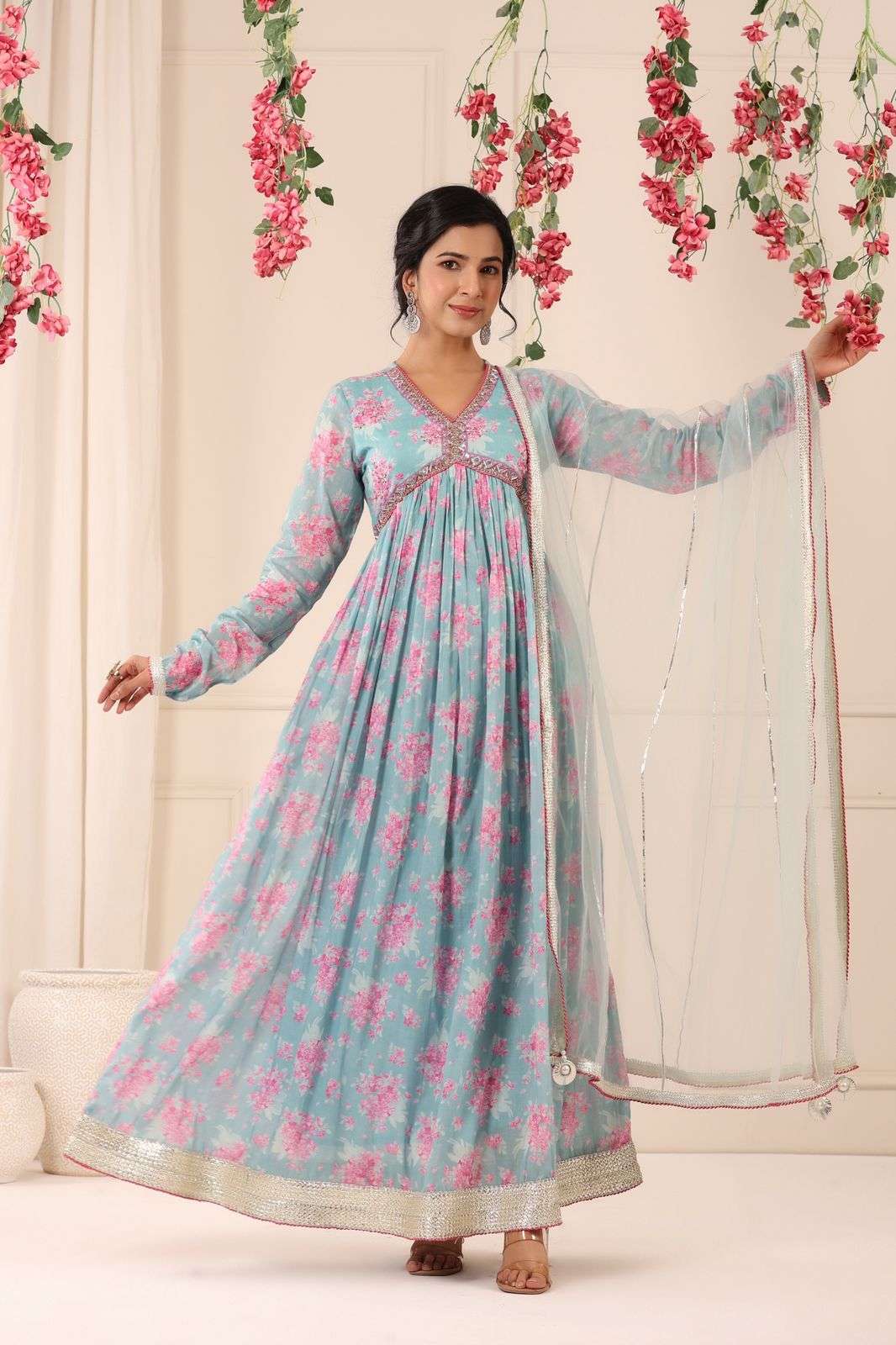 COTTON GOWN KURTI WITH PANT AND DUPATTA, Hand-wash, 500 at Rs 999/piece in  Jaipur