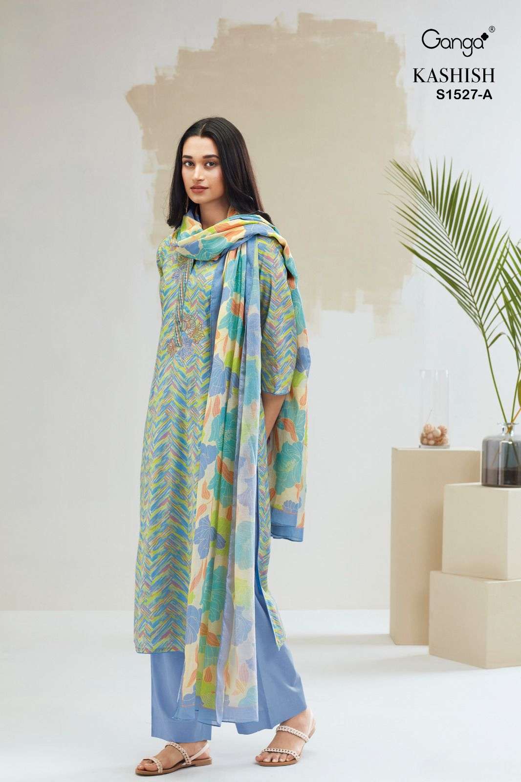 KASHISH BY GANGA FASHIONS 1527 A TO 1527 D SERIES COTTON EMBROIDERY DRESSES