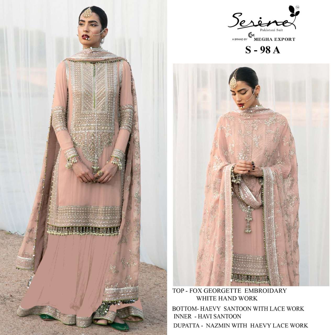 S 98 A HIT DESIGN BY SERENE FAUX GEORGETTE EMBROIDERY PAKISTANI DRESS