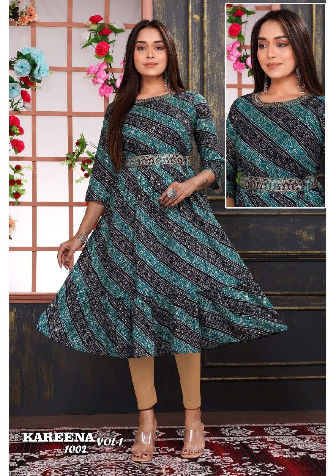 KAREENA BY ASLIWHOLESALE 1001 TO 1008 SERIES RAYON PRINT KURTIS