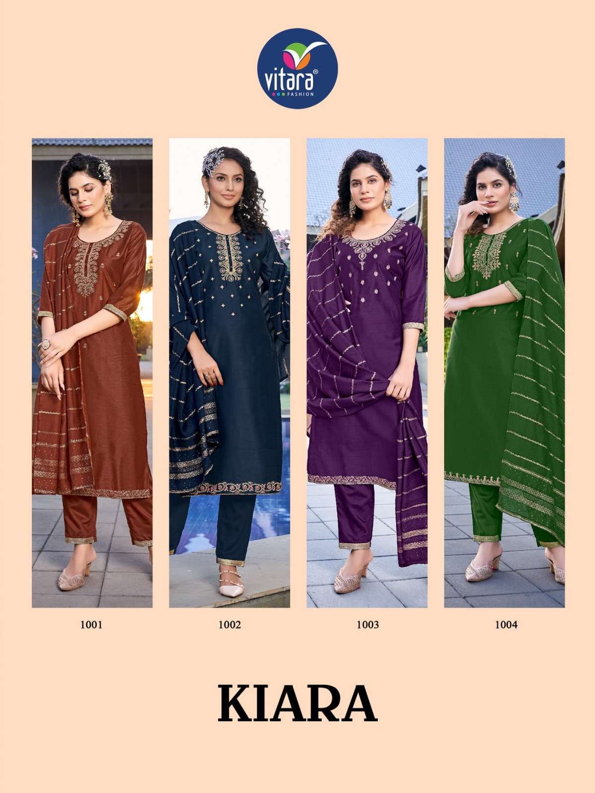 KIARA BY VITARA FASHION 1001 TO 1004 SERIES DELTA SILK STITCHED DRESSES