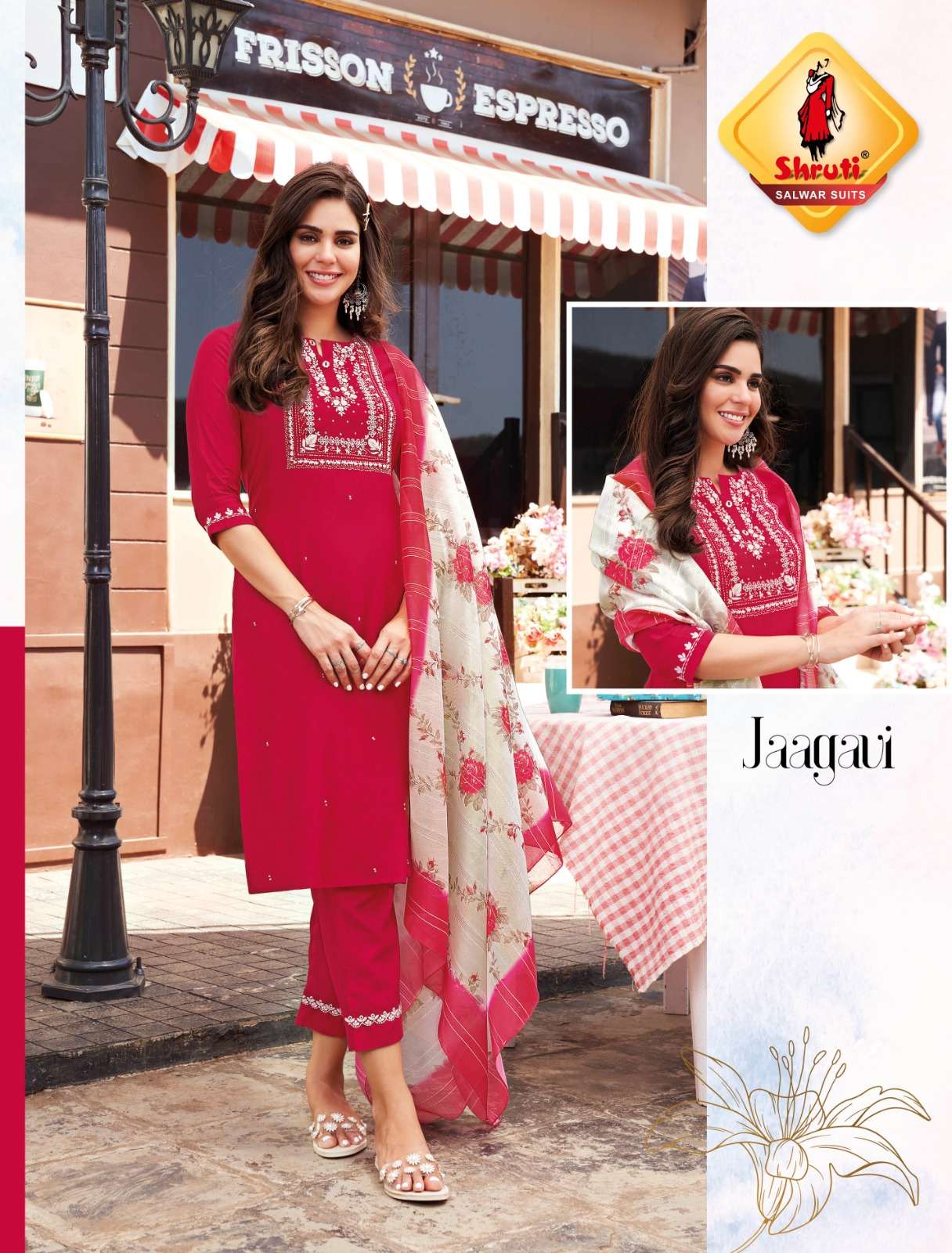 SHRUTI SUITS - SPARK - SOFT MODAL CHANDERI WITH CLASSY PRINT FLARED LONG  KURTI WITH HEAVY BELT BY SHRUTI SUITS BRAND WHOLESALER AND DEALER