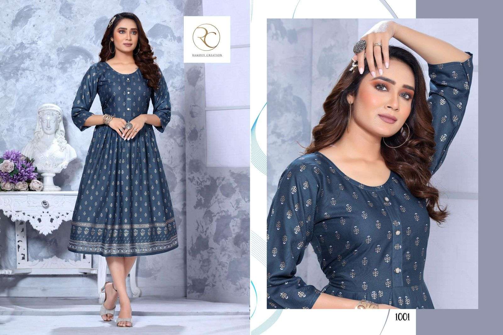 GOLDY VOL 12 BY RAMDEV CREATION 01 TO 08 SERIES RAYON PRINT KURTIS