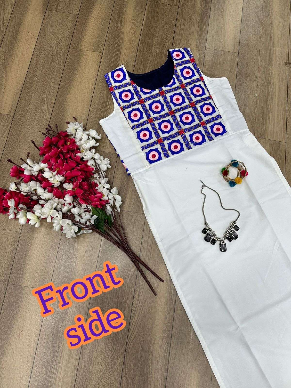 Buy Navratri Wear Off White Embroidery Work Fancy Kurti With Skirt Online  From Surat Wholesale Shop.