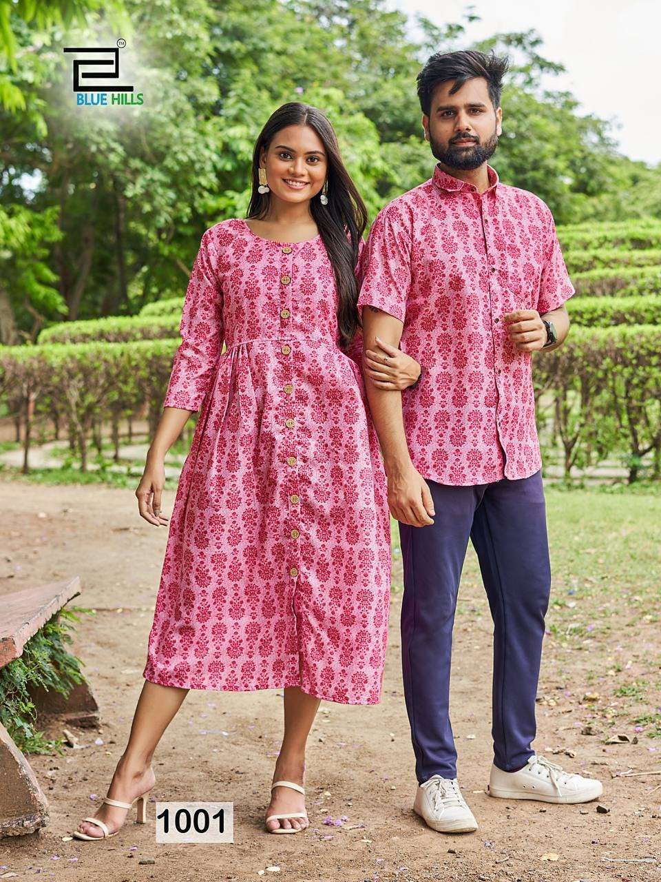 Buy now... Bagru hand block printed couples dress ( kurti + shirt ) by  whatsapp +918875877278 . | Matching couple outfits, Matching outfits, Couple  dress