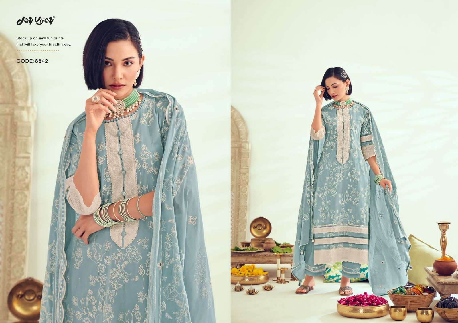 LAMHA BY JAY VIJAY DESIGNER FANCY PURE COTTON KHADI BLOCK PRINT DRESSES