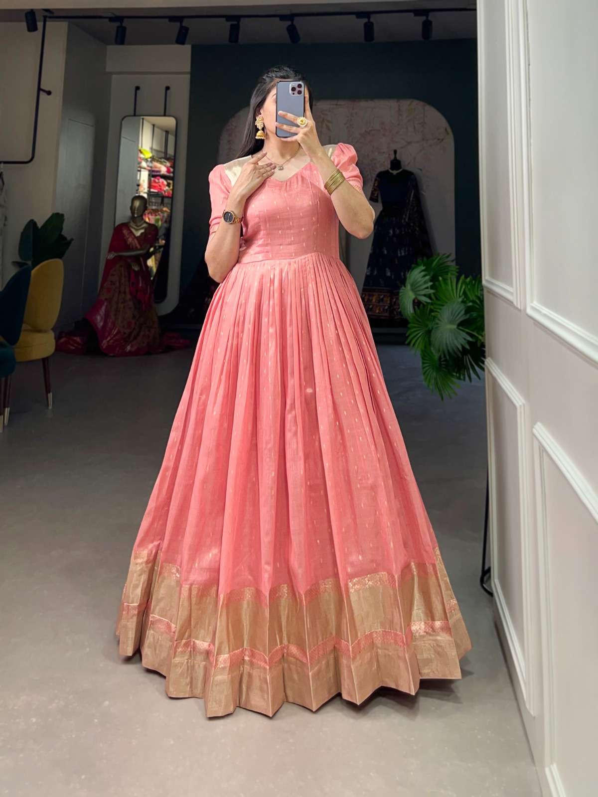 5303 COLOUR BY ASLIWHOLESALE FANCY DESIGNER KHADI ORGANZA PRINTED GOWNS