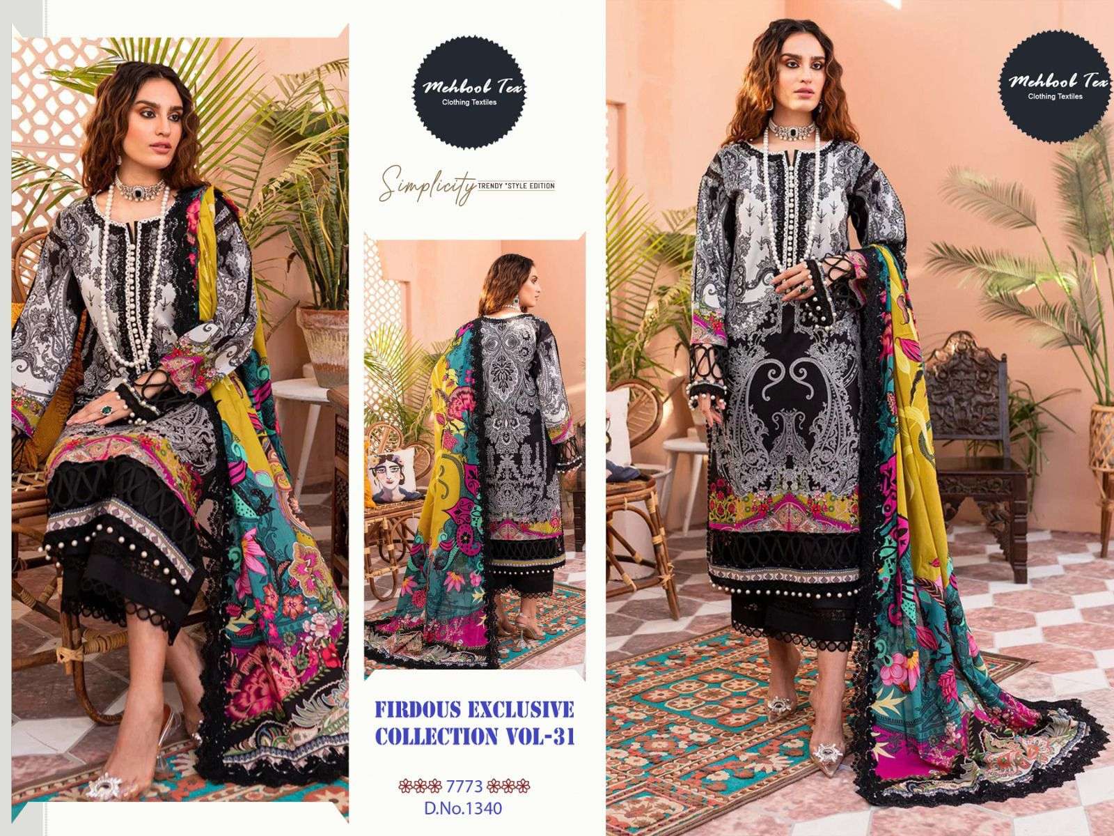 FIRDOUS VOL 31 BY MEHBOOB TEX HEAVY COTTON PRINT PATCH EMBROIDERED DRESSES