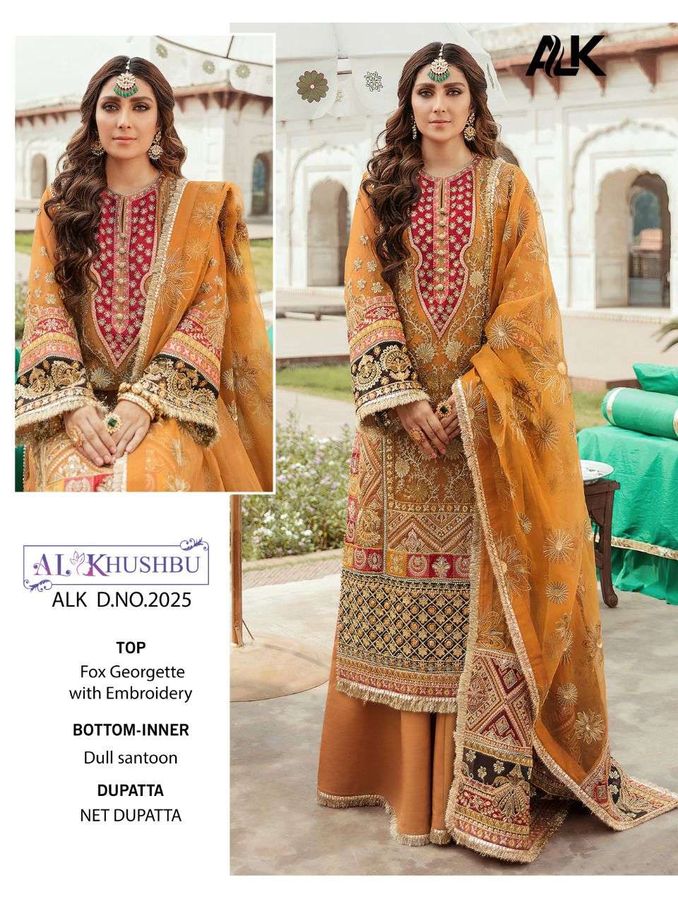 ALK 2025 BY AL KHUSHBU FAUX EMBROIDERED PAKISTANI DRESS