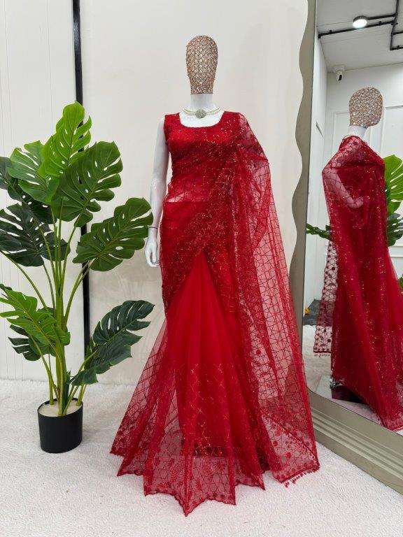 548 HIT COLOUR BY ASLIWHOLESALE DESIGNER PURE SOFT NET SEQUENCE SAREE-00241