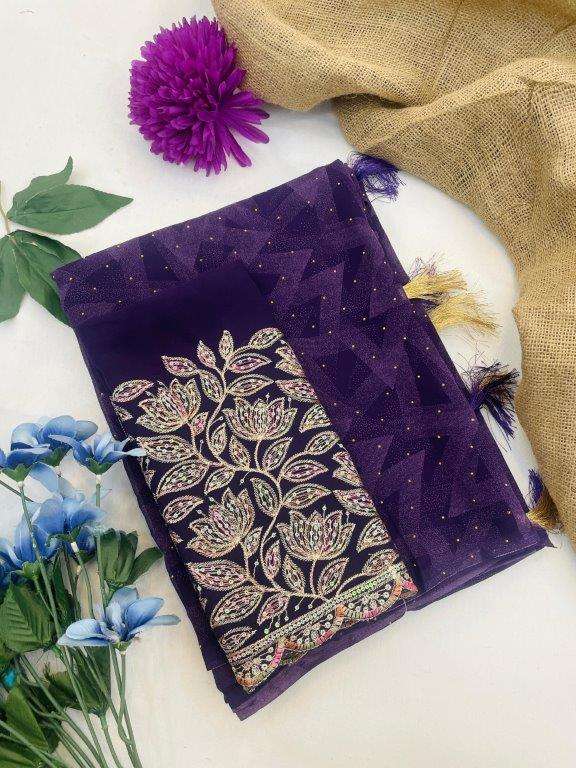 JASMINE BY ASLIWHOLESALE DESIGNER PURE GEORGETTE HAND WORK SAREES