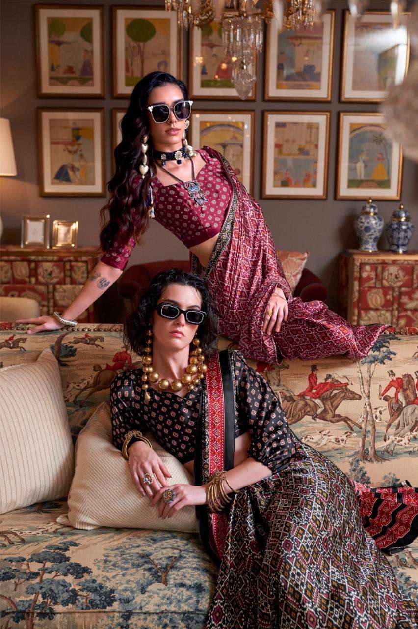 KONZAI BY RAJTEX 40500- TO 405010 SERISE PURE PATOLA PRINTED FANCY SAREES-00178