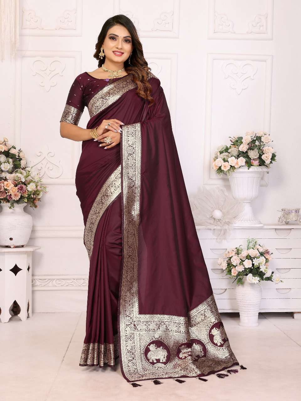 RANI BY ASLIWHOLESALE DESIGNER PURE BHANARSHI SILK SAREES-00125