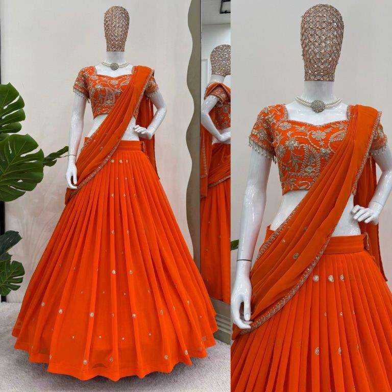 317 HIT COLOUR BY ASLIWHOLESALE DESIGNER PURE FAUX GEORGETTE LEHENGAS-00246