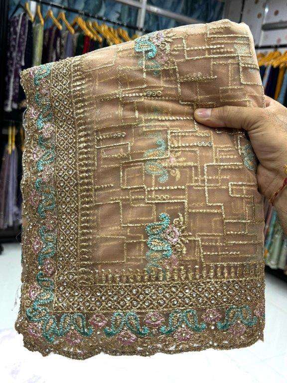 4628 COLOUR BY ASLIWHOLESALE DESIGNER PURE SOFT NET EMBROIDERY SAREES-00103