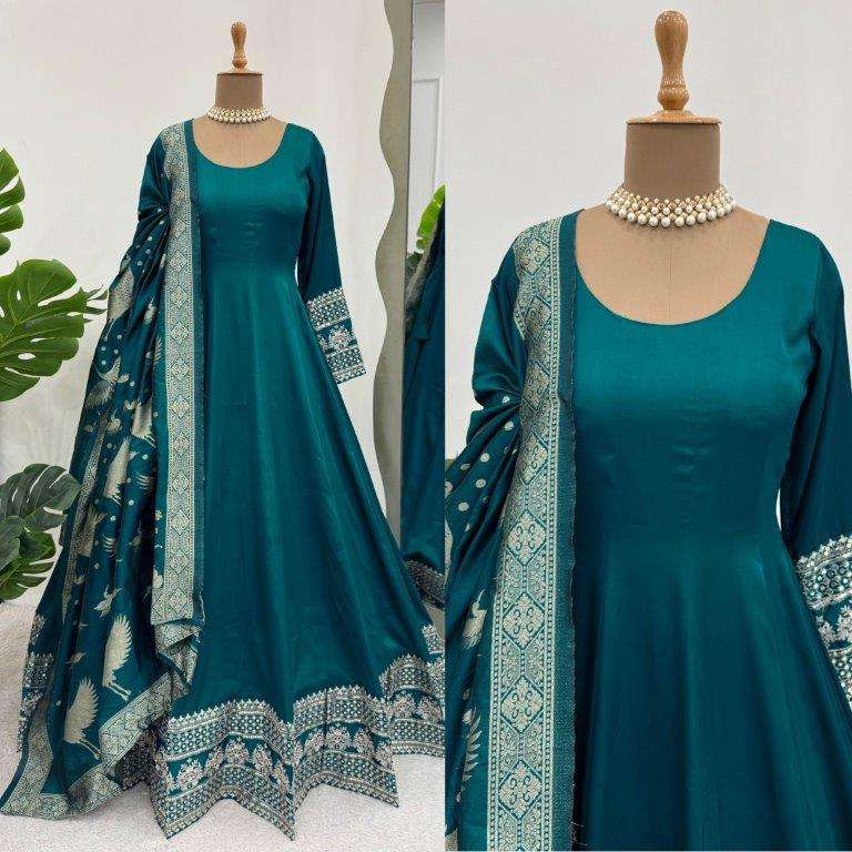 5830 HIT COLOUR BY ASLIWHOLESALE DESIGNER PURE SATIN SILK  DRESS