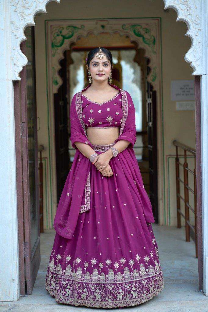 9023 COLOUR BY ASLIWHOLESALE DESIGNER PURE FANCY GEORGETTE EMBROIDERY LEHENGAS-00135