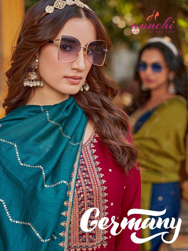 AANCHI GERMANY PURE VICHITRA SILK EMBROIDERY DRESSES-00286