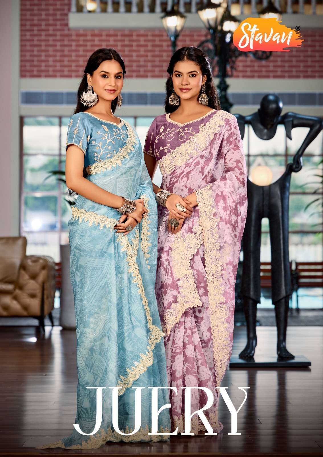 JUERY BY STAVAN 1001 TO 1005 DESIGNER FANCY BURBURY PRINTED SAREES