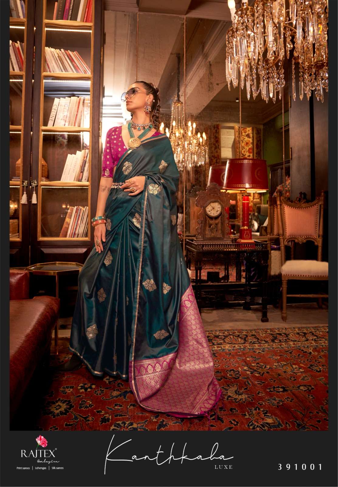 KANTHKALA BY RAJTEX 391001 TO 391006 SERIES PURE FANCY EMBROIDERY SAREES 
