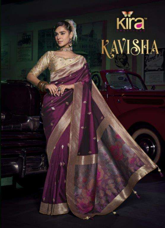 KAVISHA BY KIRA CREACTION K-7101 TO K-7106 SERIES PURE SILK EMBROIDERY SAREES-00004 