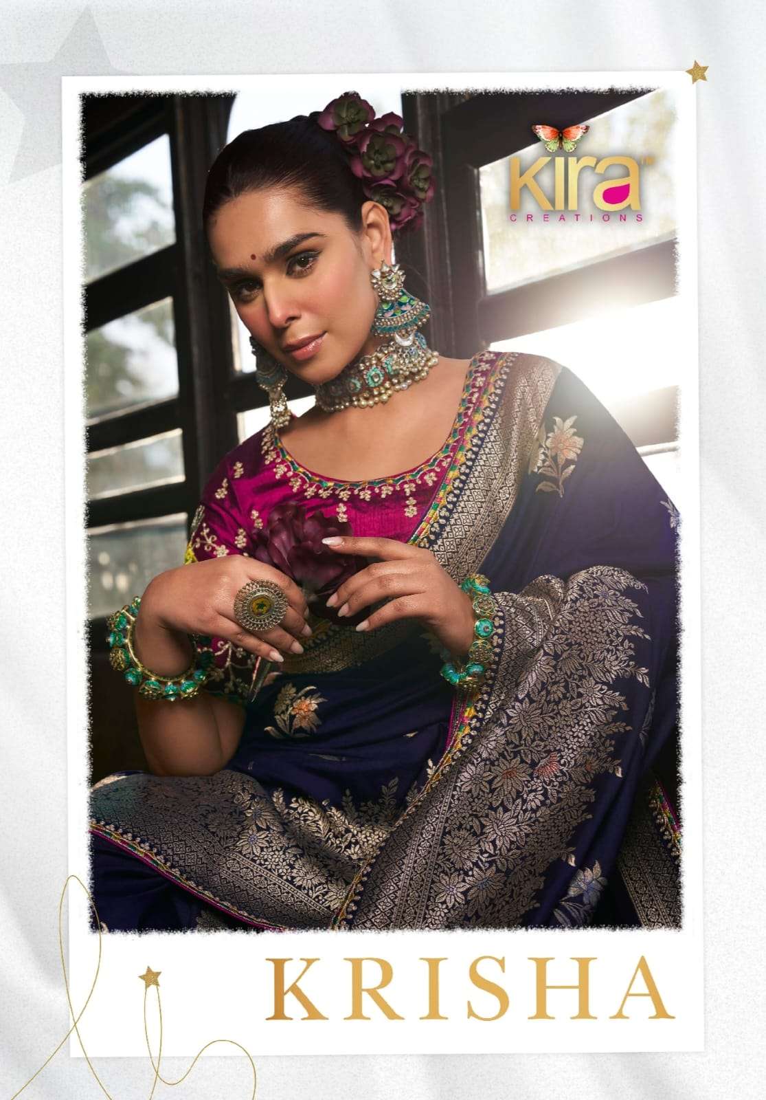 KRISHA BY KIRA CREATIONS 7201 TO 7206 SERIES PURE DOLA VISCOSE SILK EMBROIDERY SAREES-00004