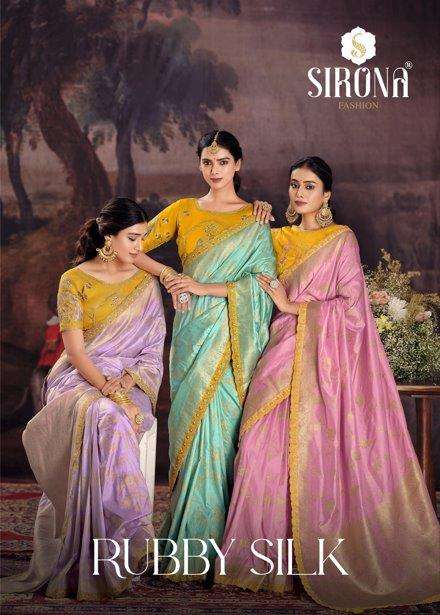 RUBBY SILK BY SIRONA 1001 TO 1009 SERIES PURE DOLA SILK EMBROIDERY SAREES