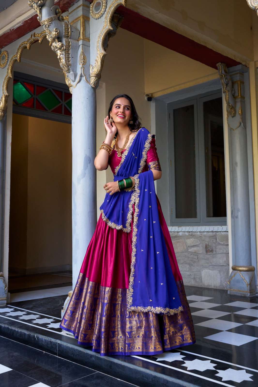 2023 COLOUR BY ASLIWHOLESALE DESIGNER NARAYAN PATTU SILK PRINTED LEHENGA-00195