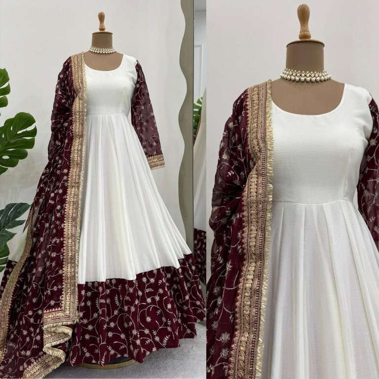 5843 HIT COLOUR BY ASLIWHOLESALE DESIGNER PURE CHINON SILK DRESS-00242