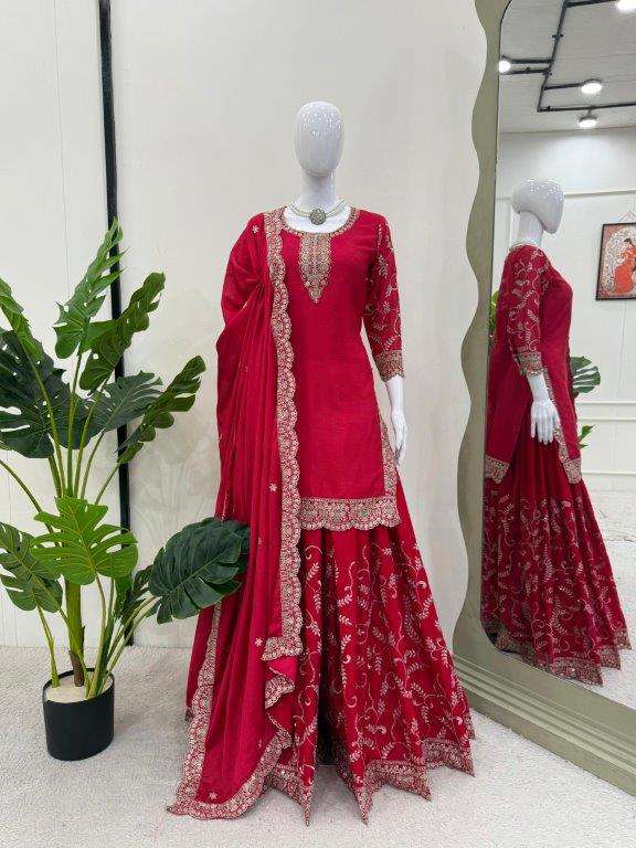 5844 HIT COLOUR BY ASLIWHOLESALE DESIGNER PURE CHINNON SILK EMBROIDERY DRESSES-00242