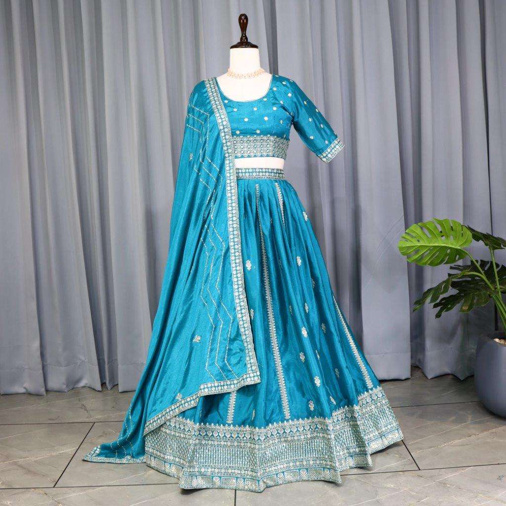 9030 COLOUR BY ASLIWHOLESALE DESIGNER PURE CHINON EMBROIDERY LEHENGAS-00135