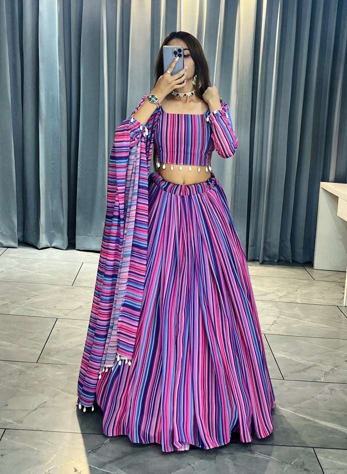 9032 COLOUR BY ASLIWHOLESALE DESIGNER PURE GEORGETTE EMBROIDERY LEHENGAS-00135