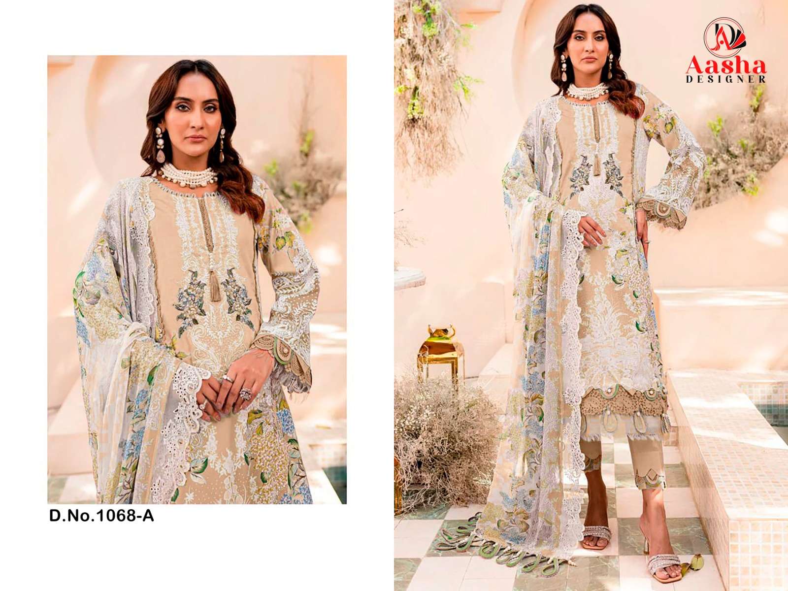 AASHA 1068 BY AASHA DESIGNER PURE COTTON PRINTED EMBROIDERY DRESSES-00062
