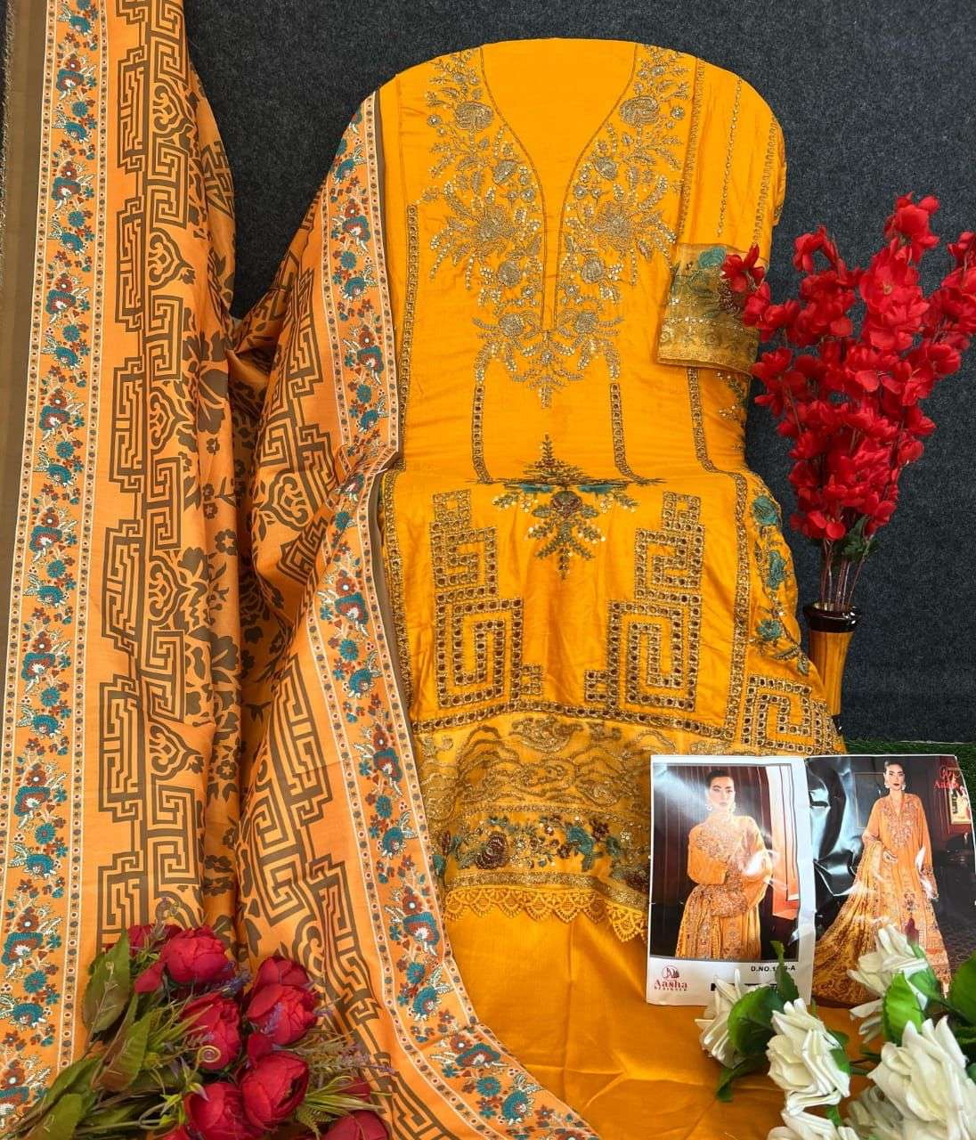 AASHA 1149 BY AASHA DESIGNER HEAVY RAYON SELF EMBROIDERY DRESSES-00062