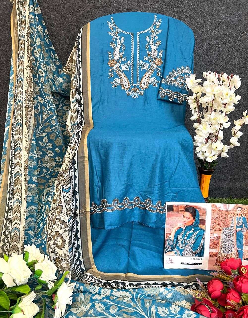 AASHA 1156 BY AASHA DESIGNER HEAVY RAYON SELF EMBROIDERY DRESSES-00062