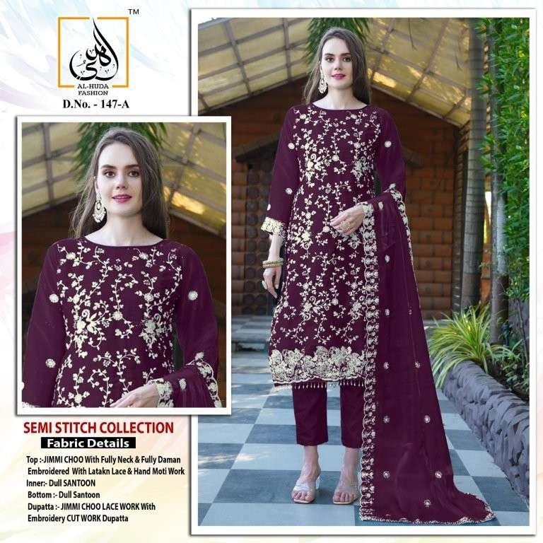 AL-HUDA 147 COLOURS BY AL-HUDA DESIGNER PURE JIMMY CHOO EMBROIDERY DRESSES-00272