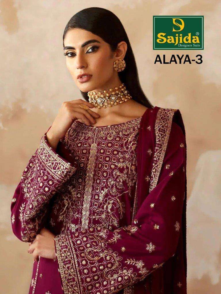 ALAYA VOL-03 BY SAJIDA DESIGNER FAUX GEORGETTE EMBROIDERED PAKISTANI DRESSES-00062
