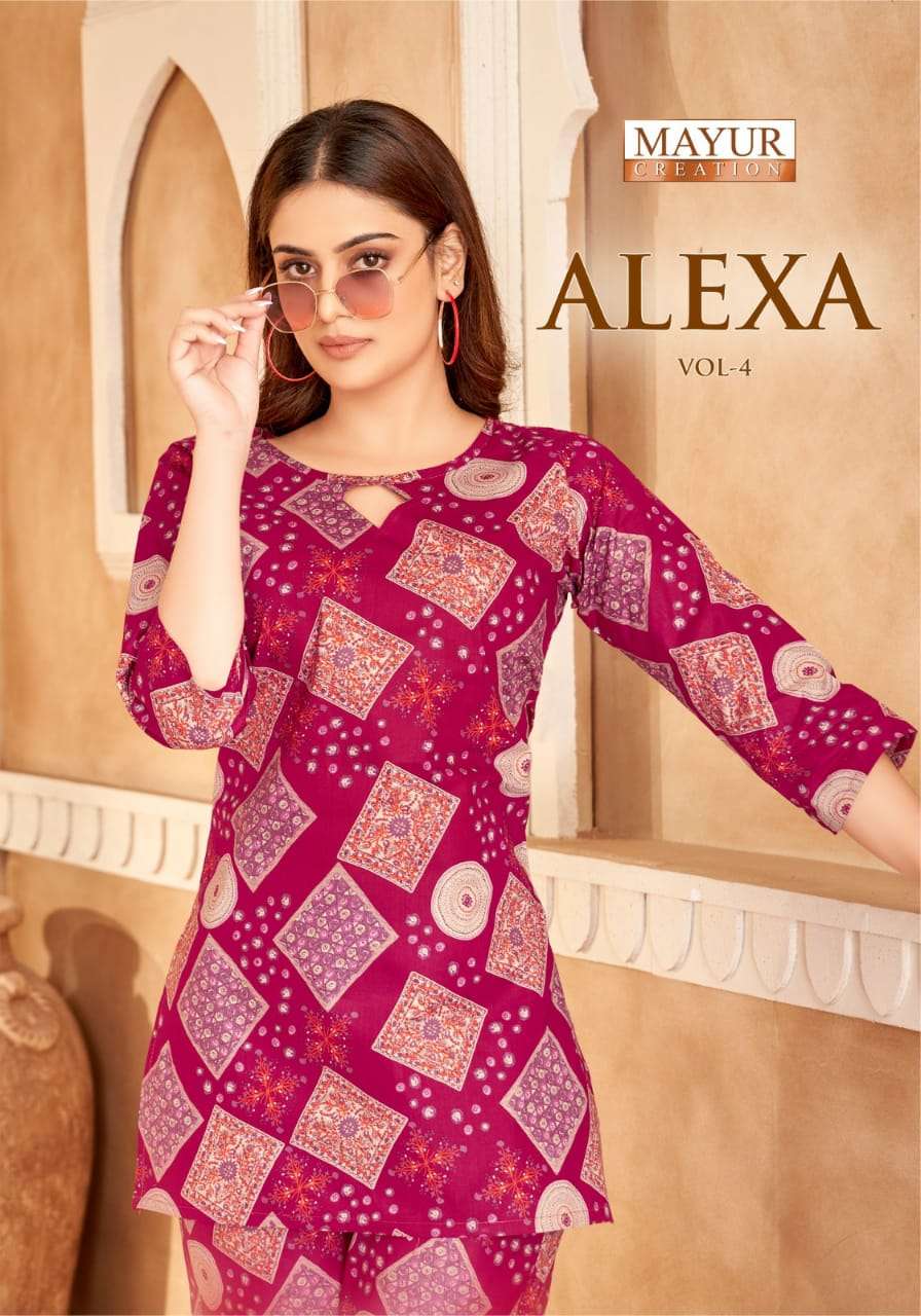 ALEXA VOL-4 BY MAYUR CREATION 4001 TO 4010 SERIES PURE COTTON PRINTED CO-ORD SET-00015