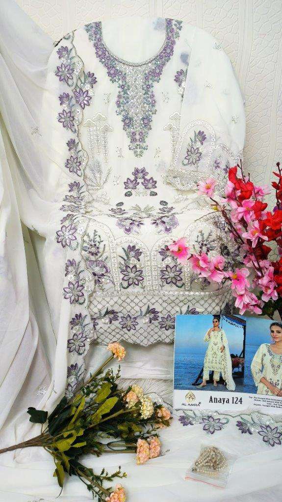 ANAYA 124 BY AL AMRA DESIGNER PURE GEORGETTE EMBROIDERY PAKISTANI DRESSES-00022