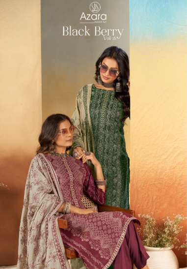AZARA BLACK BERRY VOL-16 BY RADHIKA FASHION 108-001 TO 108-004 SERIES DESIGNER COTTON DRESSES-00011