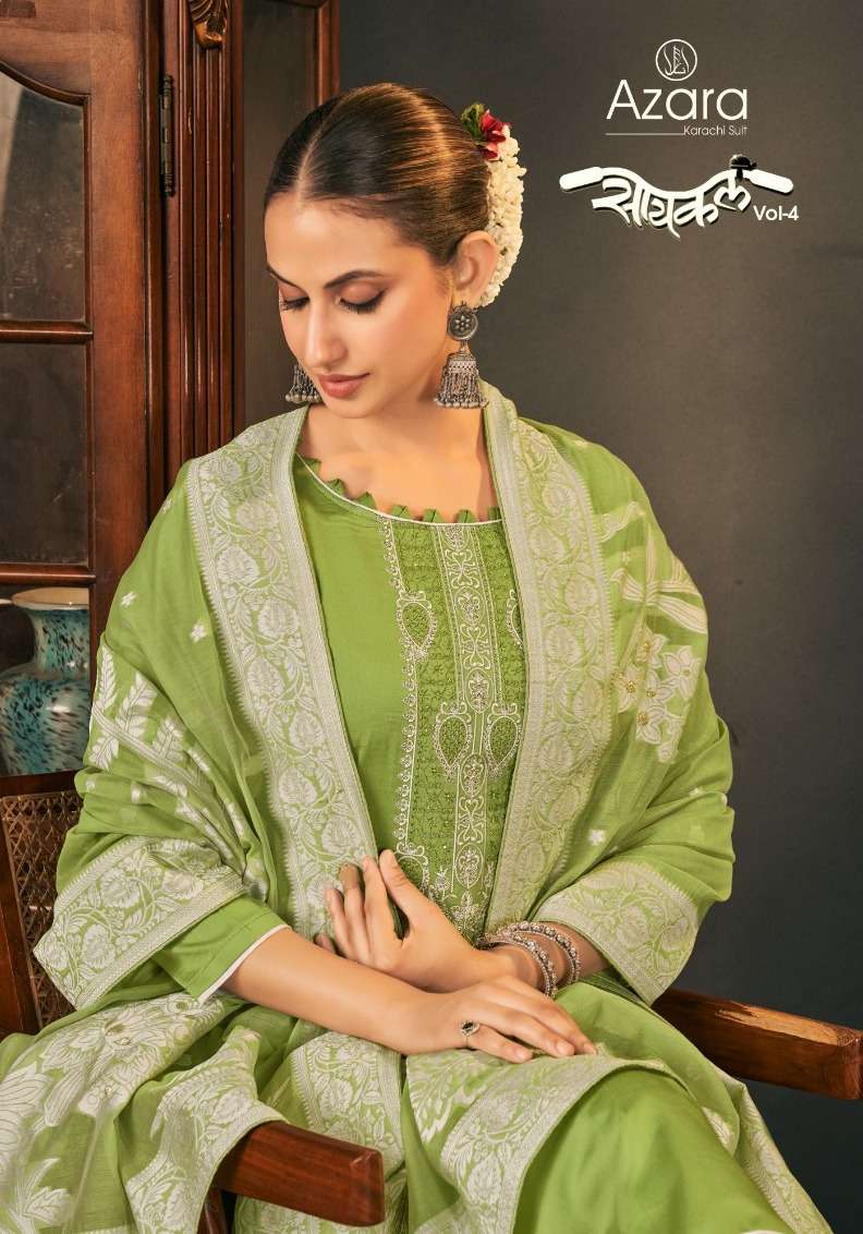 AZARA CYCLE VOL-04 BY RADHIKA FASHION 101-001 TO 101-006 SERIES DESIGNER COTTON DRESSES-00011