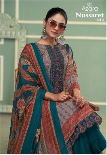 AZARA NUSHRAT-2 BY RADHKA FASHION 44001 TO 44002 SERIES PURE COTTON PRINTED DRESSES-00201