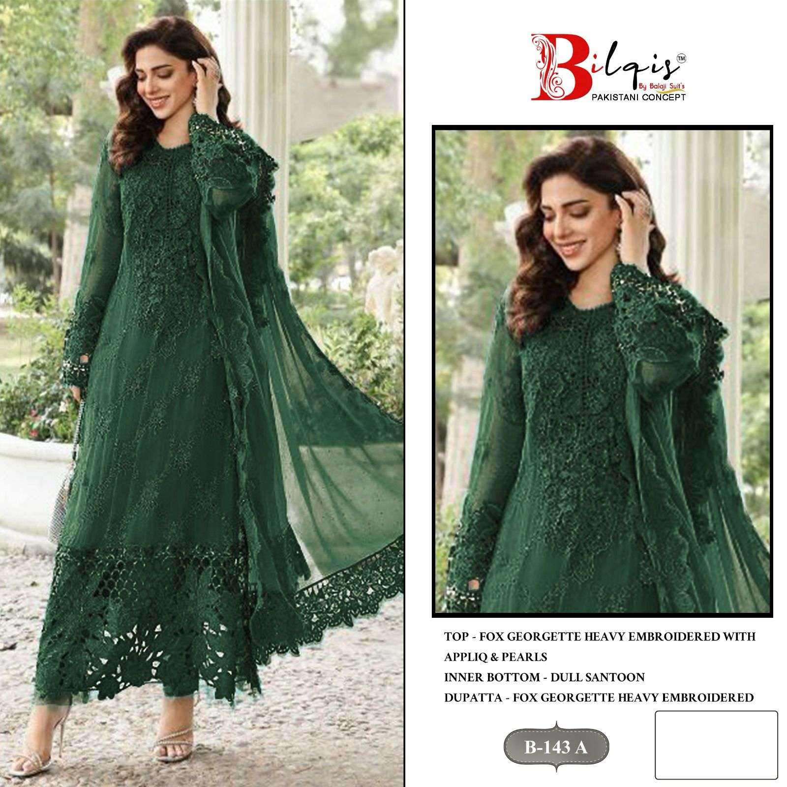 B-143 COLOURS BY BLIQIS DESIGNER PURE FAUX GEORGETTE EMBROIDERY PAKISTANI DRESSES-00201